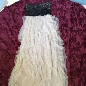Roberta strapless long dress beige w/ black lace 5